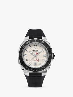 Alpina AL-560LG3VE6 Men's Seastrong Diver Extreme Automatic GMT Rubber Strap Watch, Black, Black