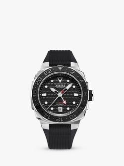 Alpina AL-560B3VE6 Men's Seastrong Diver Extreme Automatic GMT Rubber Strap Watch, Black, Black