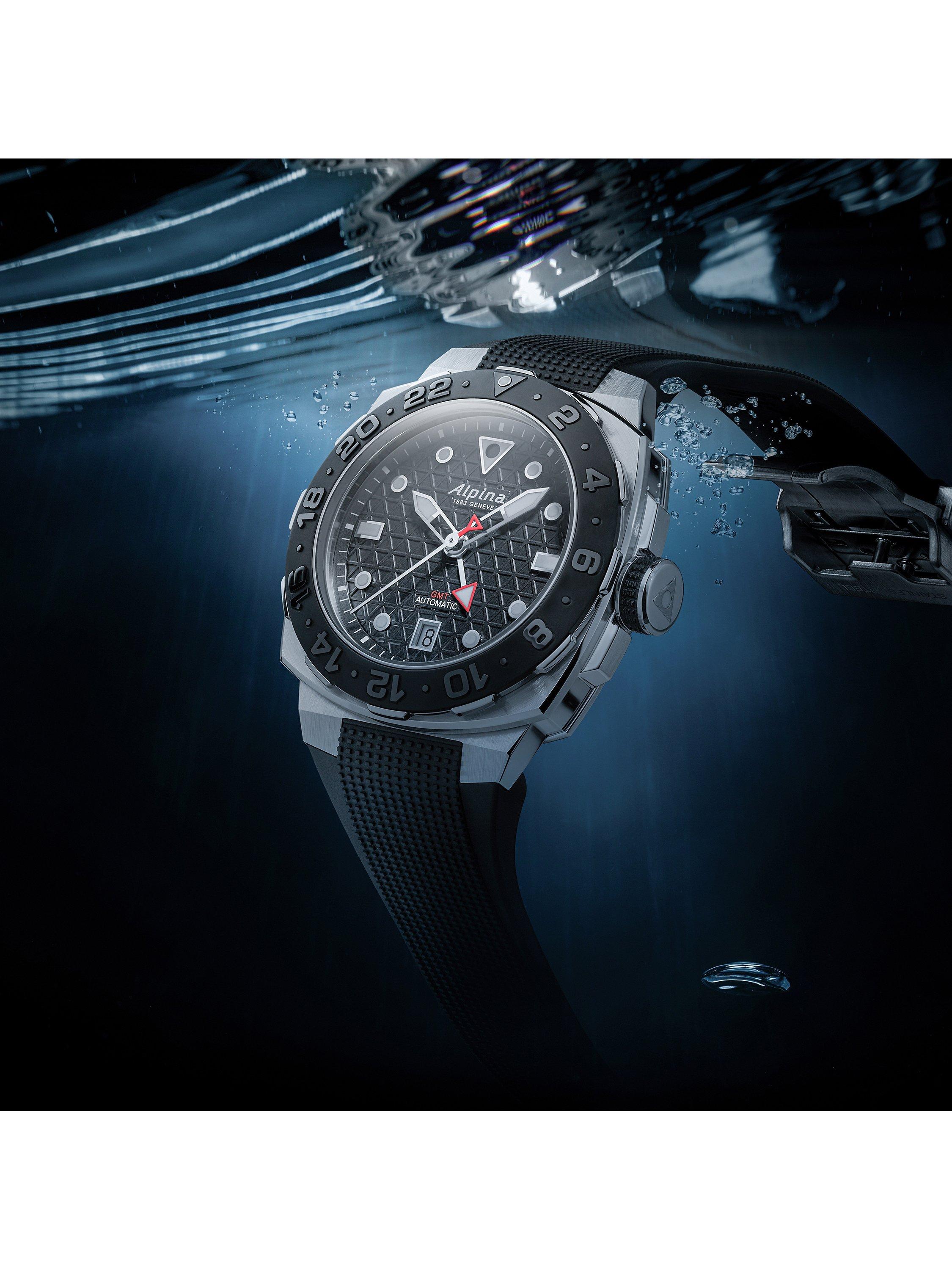 Product image 3 of 4, which shows Alpina AL-560B3VE6 Men's Seastrong Diver Extreme Automatic GMT Rubber Strap Watch, Black