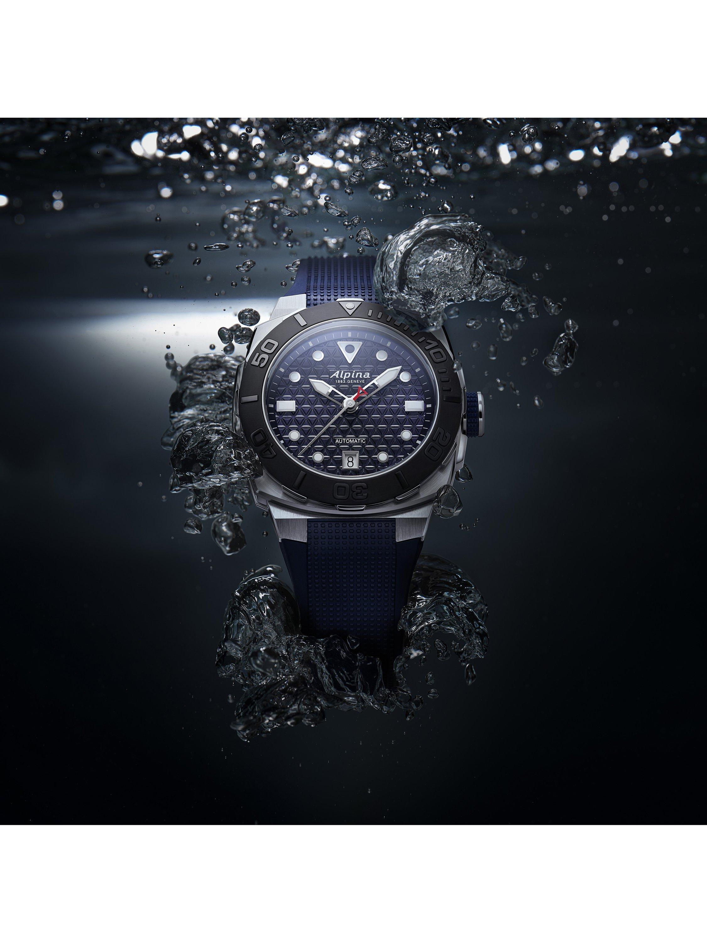 Product image 3 of 6, which shows Alpina AL-525N3VE6 Men's Seastrong Diver Extreme Automatic Rubber Strap Watch, Blue