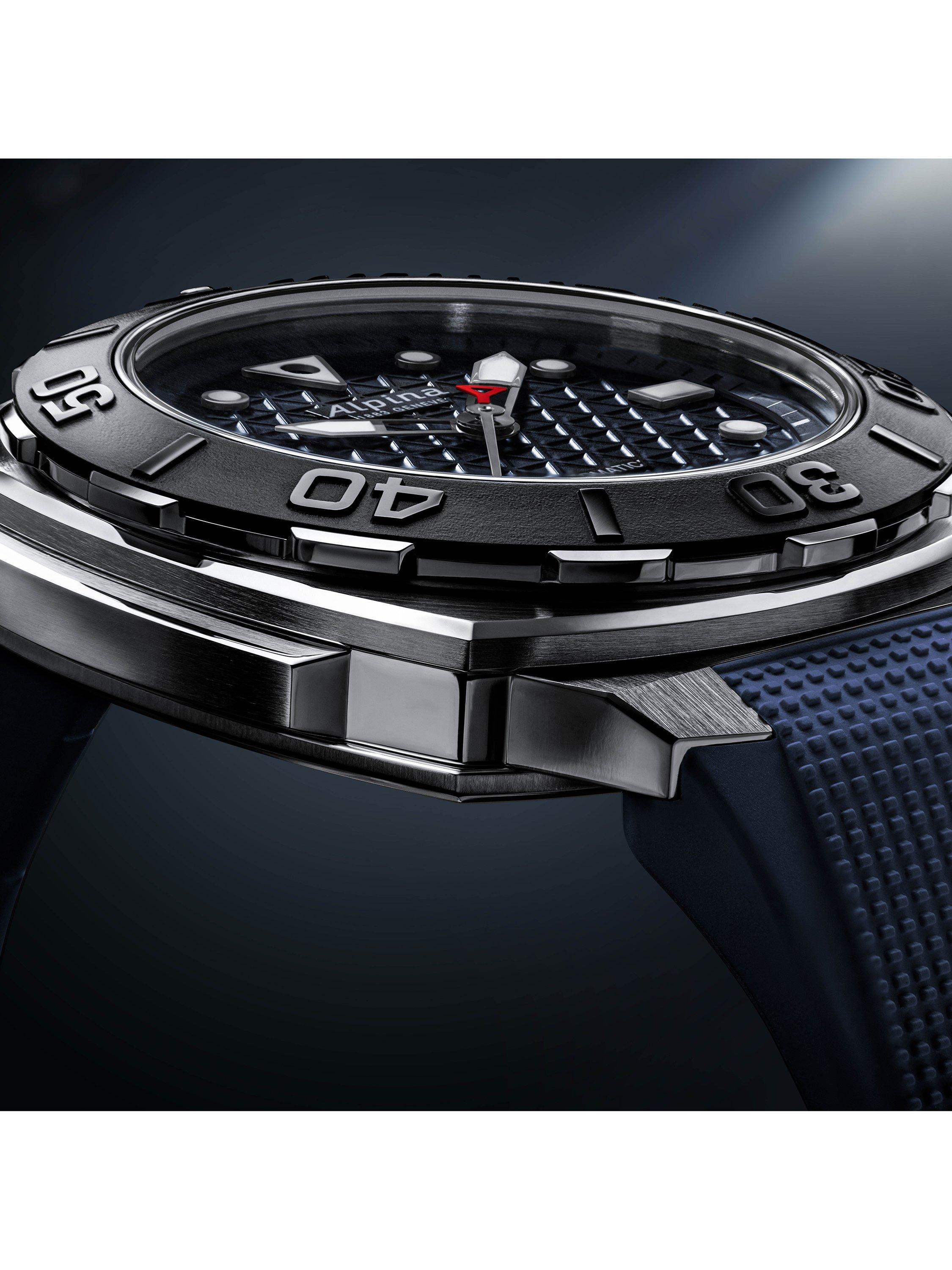 Product image 4 of 6, which shows Alpina AL-525N3VE6 Men's Seastrong Diver Extreme Automatic Rubber Strap Watch, Blue