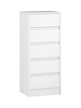 Little Acorns Furniture Tall Boy 5 Drawer Chest, White