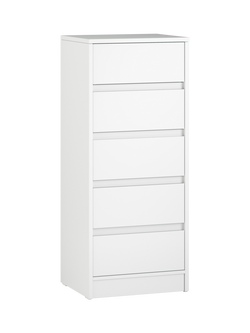 Little Acorns Furniture Tall Boy 5 Drawer Chest, White