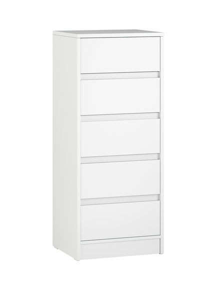 Little Acorns Furniture Tall Boy 5 Drawer Chest, White