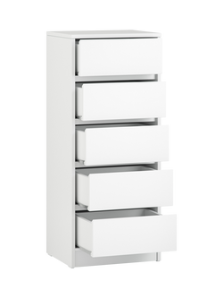 Little Acorns Furniture Tall Boy 5 Drawer Chest - view 2, White