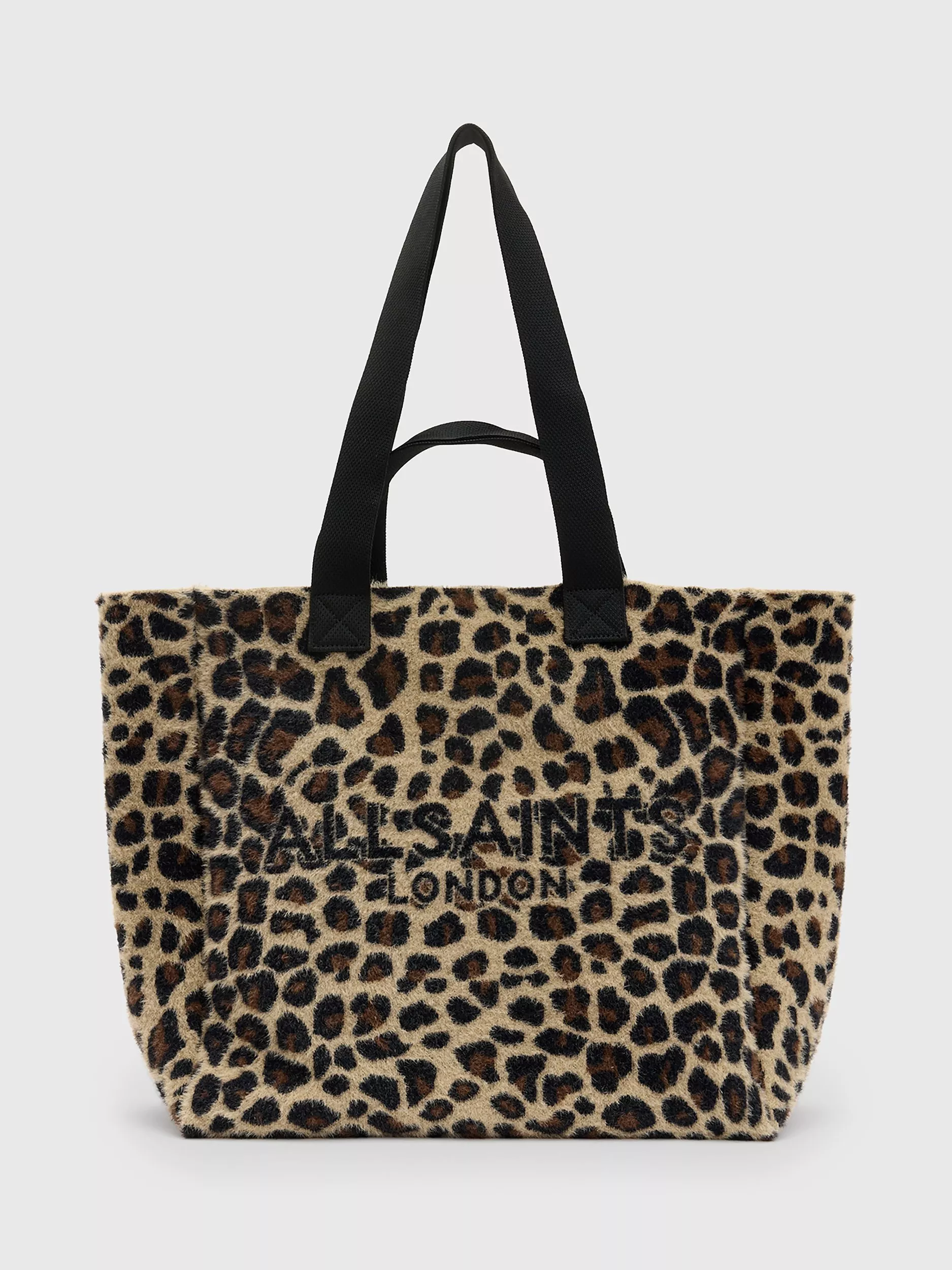 Fuzzy leopard print tote bag sale
