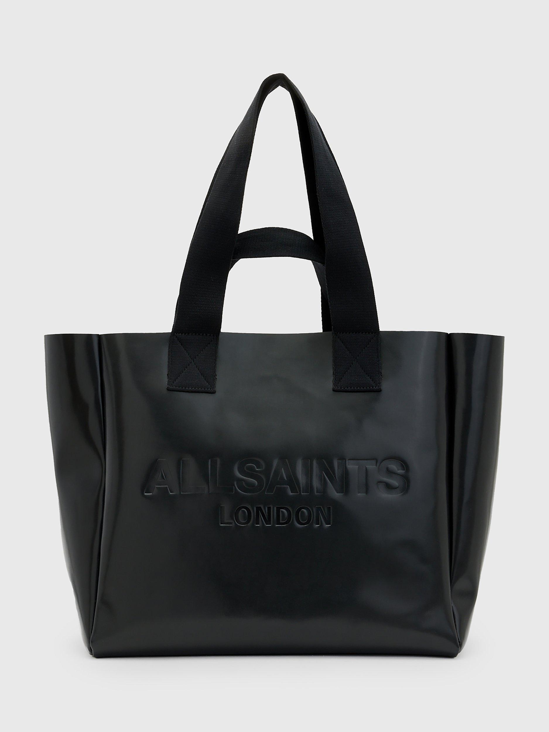 Product image 1 of 7, which shows AllSaints Izzy Leather Tote Bag, Black