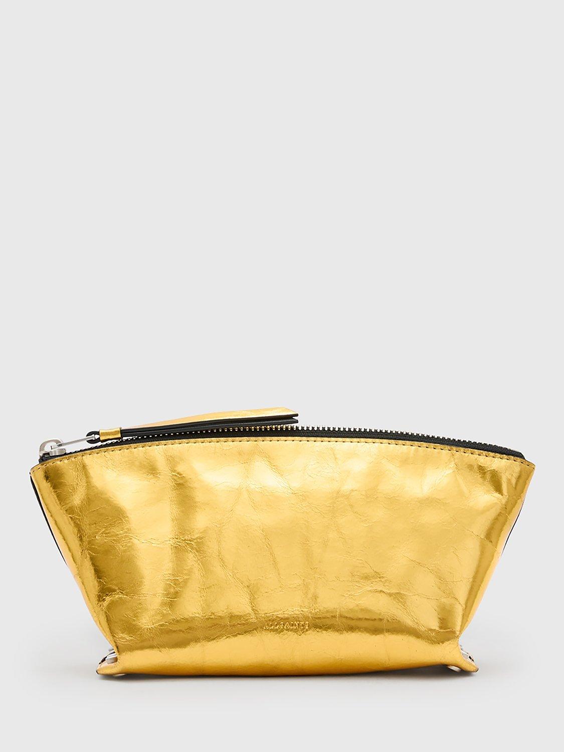 AllSaints Anais Leather Pouch, Gold, One Size