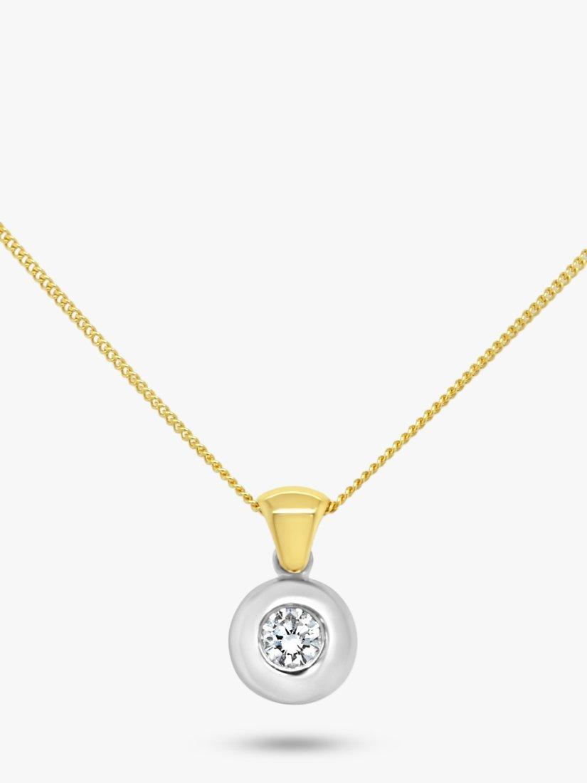 Product image 1 of 2, which shows Milton & Humble Jewellery Pre-Loved Two-Tone 18ct White & Yellow Gold Diamond Pendant Necklace