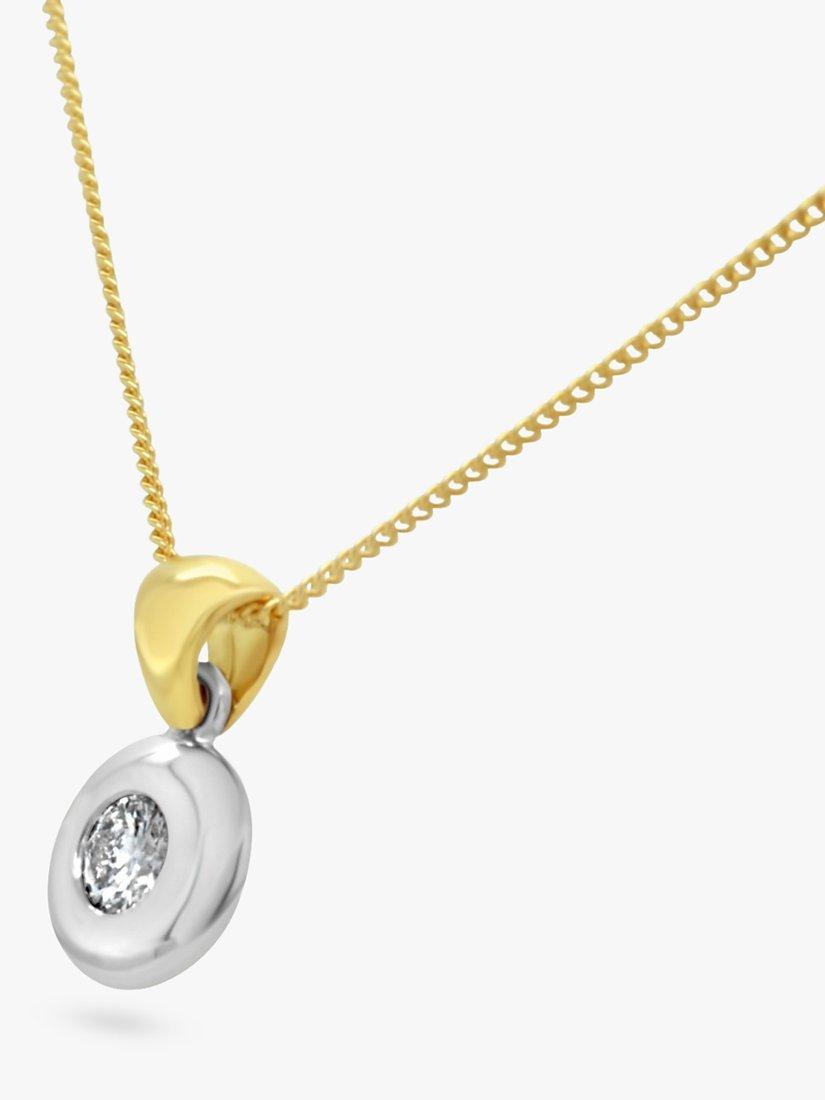 Product image 2 of 2, which shows Milton & Humble Jewellery Pre-Loved Two-Tone 18ct White & Yellow Gold Diamond Pendant Necklace