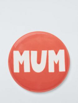 John Lewis 'Mum' Wax Resist Stoneware Coaster, Pink, Pink