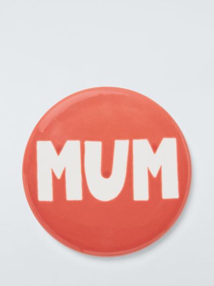 John Lewis 'Mum' Wax Resist Stoneware Coaster, Pink, Pink