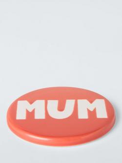 John Lewis 'Mum' Wax Resist Stoneware Coaster, Pink - view 2, Pink