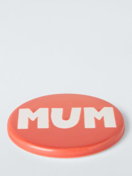 John Lewis 'Mum' Wax Resist Stoneware Coaster, Pink - view 2, Pink