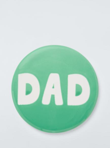 John Lewis 'Dad' Wax Resist Stoneware Coaster, Green, Green