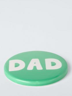 John Lewis 'Dad' Wax Resist Stoneware Coaster, Green - view 2, Green