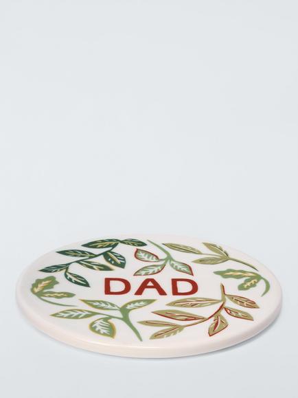 John Lewis Dad Round Fine China Coaster - view 2, Multi