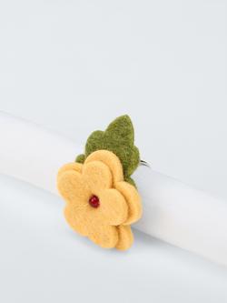 John Lewis Felt Flower Napkin Ring, Set of 4, Yellow/Green - view 2, Yellow/Green