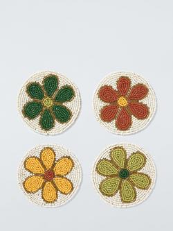 John Lewis Beaded Flower Coasters, Set of 4, Multi