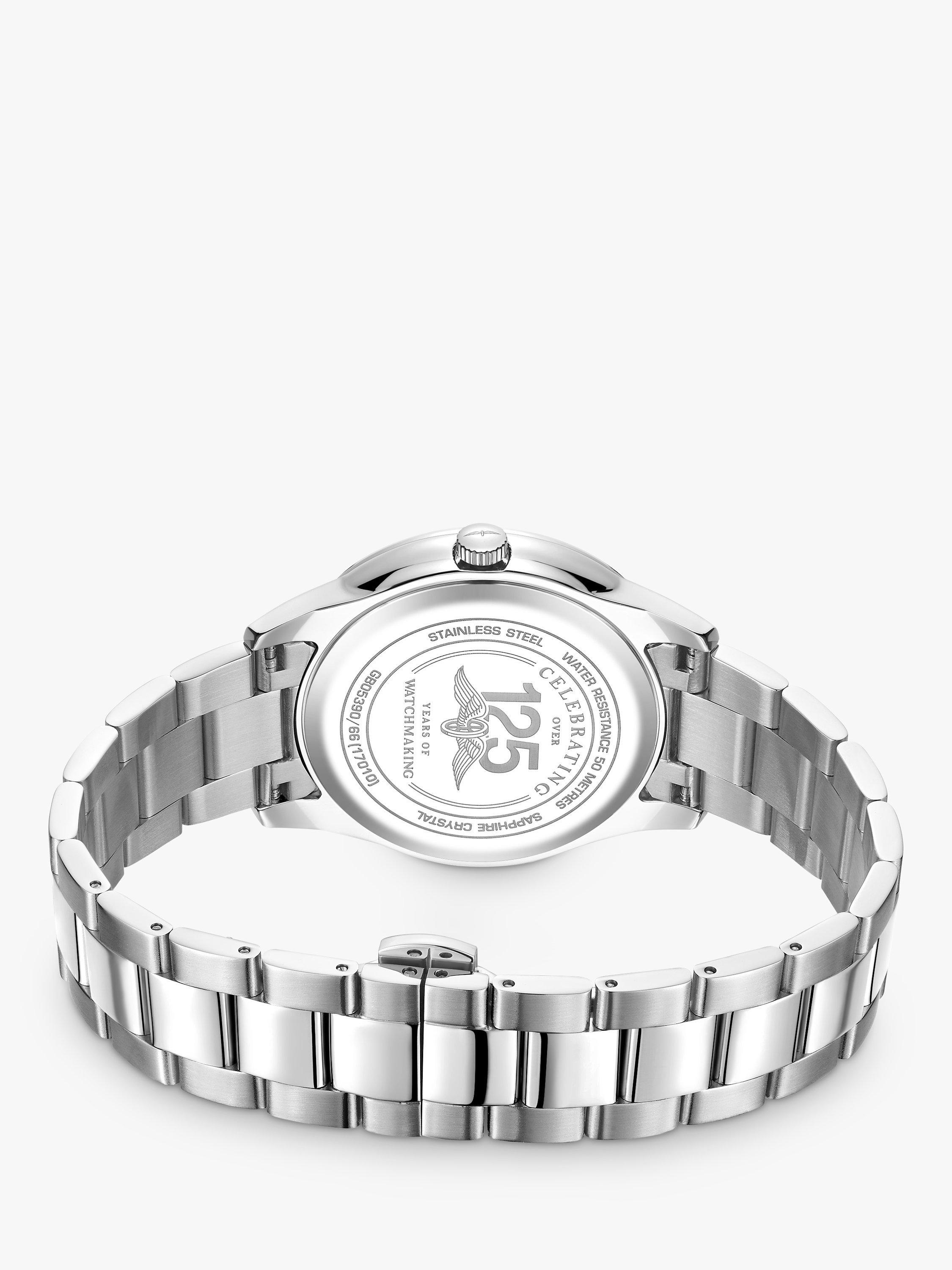 Product image 3 of 3, which shows Rotary GB05390/66 Men's Date Bracelet Strap Watch, Silver/Midnight Blue