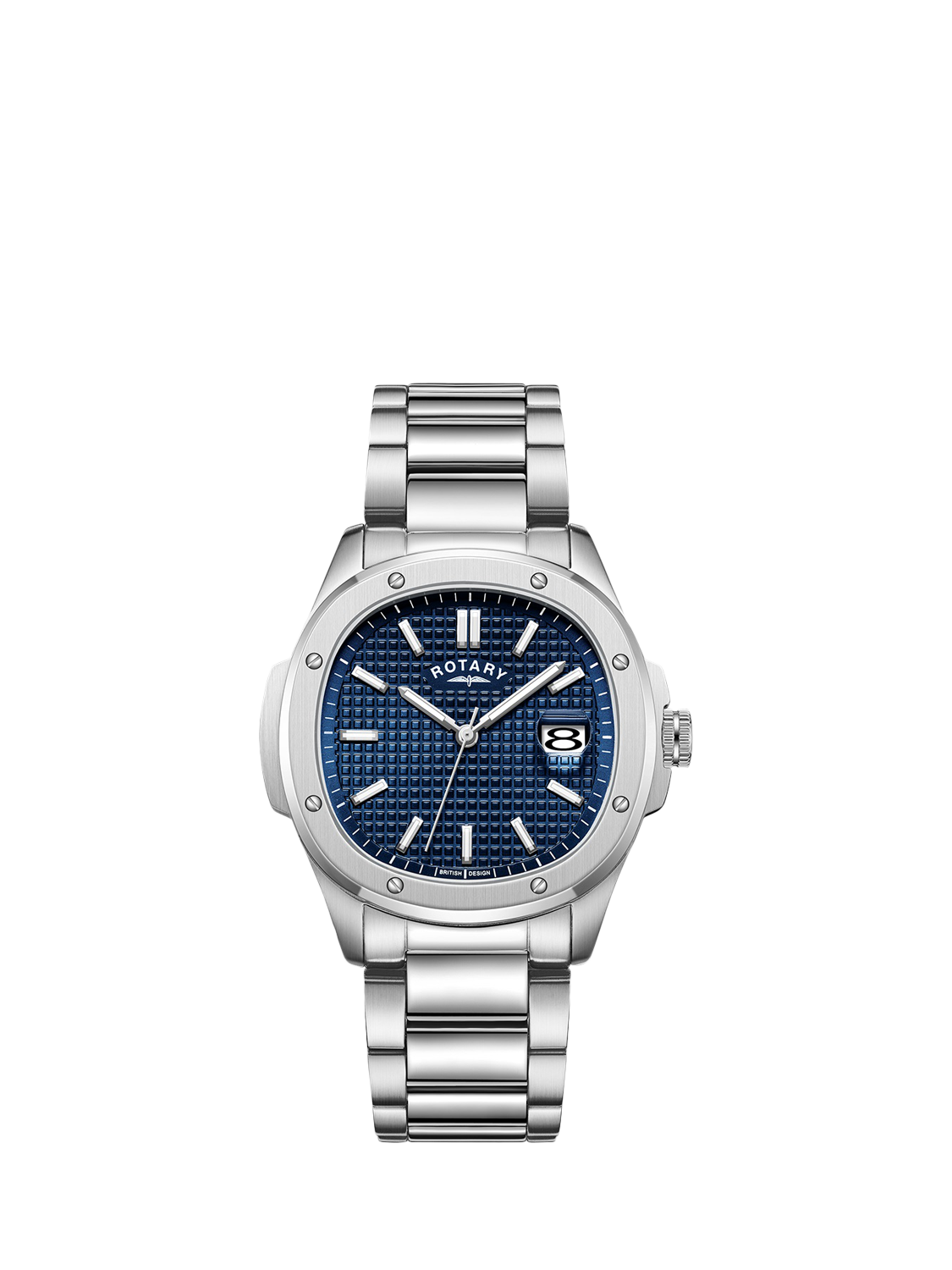 Rotary men's stainless steel blue dial bracelet watch hot sale