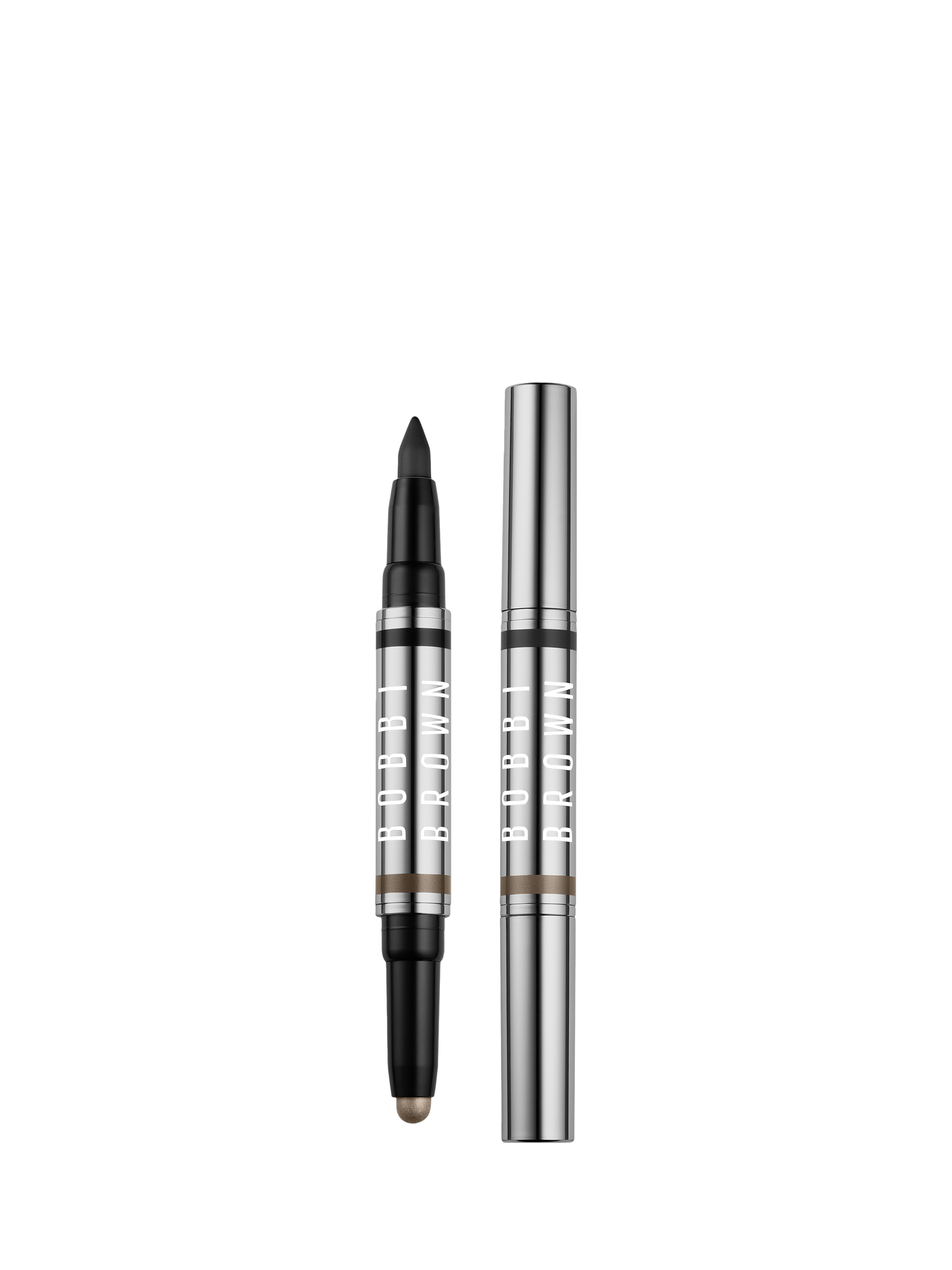 Product image 1 of 7, which shows Bobbi Brown x Hannah Murray Collection Long Wear Cream Shadow Stick & Kohl Liner, Pewter Black Velvet