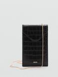 Mango Leonor Croc Effect Phone Pouch, Black