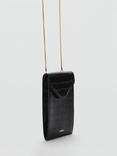 Mango Leonor Croc Effect Phone Pouch, Black