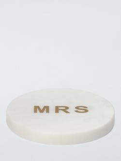 John Lewis 'Mrs' Round Marble Coaster, White - view 2, White