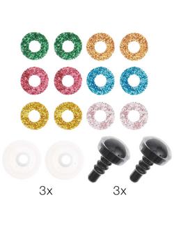 Rico Design Safety Eyes for Crocheted Toys, 9mm, 3 Pairs, Multi
