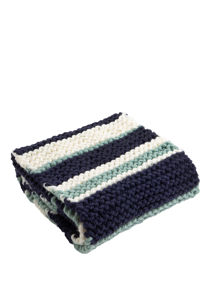 Wool Couture Garter Stripe Scarf Knitting Kit, Blue