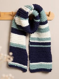Wool Couture Garter Stripe Scarf Knitting Kit - view 2, Blue