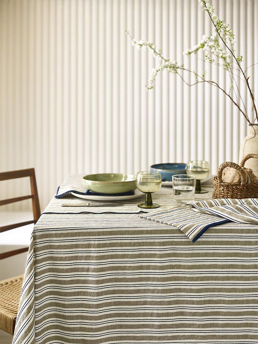 Piglet in Bed Stripe Linen Napkin Set, Thyme Sommerley Stripe
