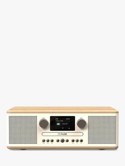Pure Classic C-D6 DAB+/FM Bluetooth Stereo All-In-One Music System with Remote Control, Cream/Oak