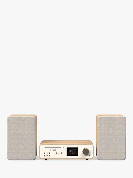 Pure Classic Stereo DAB+/FM/Internet Radio Bluetooth Wi-Fi Wireless All-In-One Music System with Remote Control, Cream/Oak