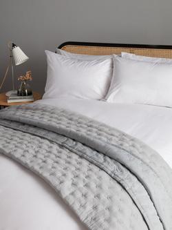 John Lewis Chambray Stripe Reversible Quilted Bedspread - view 2, Grey Blue