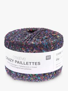 Rico Design Creative Crazy Paillettes Knitting Yarn, 25g, Anthracite