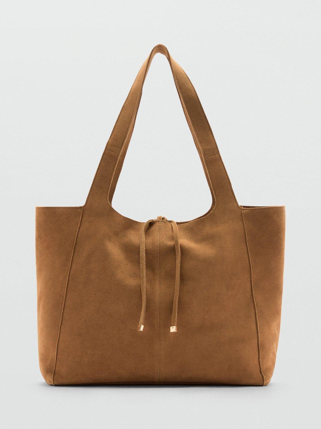 Mango Curry Suede Tote Bag Tan