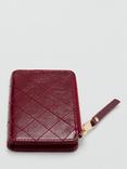 Mango Diana Diamond Stitch Zip Purse, Dark Red