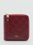 Mango Diana Small Diamond Stitch Zip-Around Purse, Dark Red