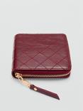 Mango Diana Small Diamond Stitch Zip-Around Purse, Dark Red