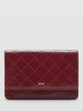 Mango Diana Diamond Stitch Chain Flapover Purse, Dark Red