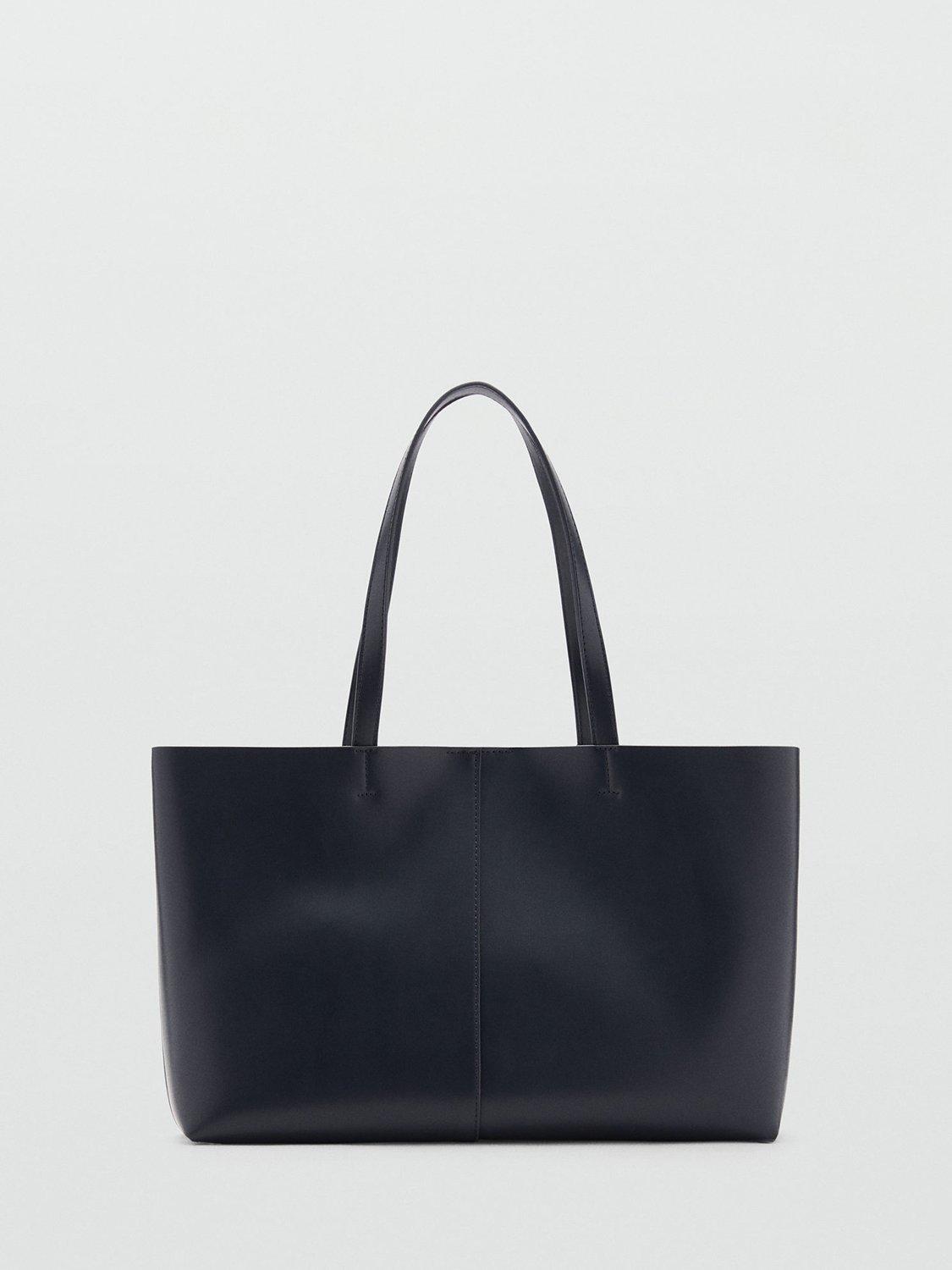 Mango Manu Faux Leather Shopper Tote Bag, Navy