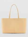 Mango Manu Faux Leather Shopper Tote Bag, Pastel Yellow