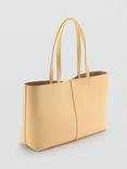 Mango Manu Faux Leather Shopper Tote Bag, Pastel Yellow