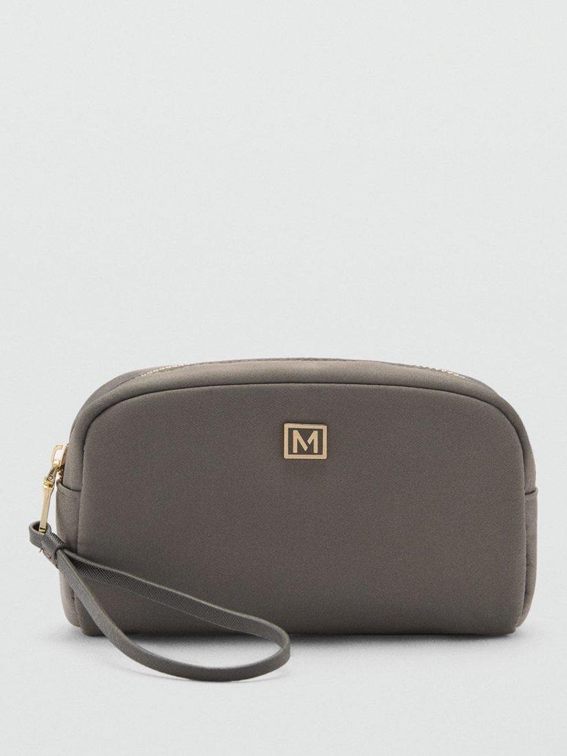 Mango Nil Logo Toiletry Bag, Dark Grey, One Size