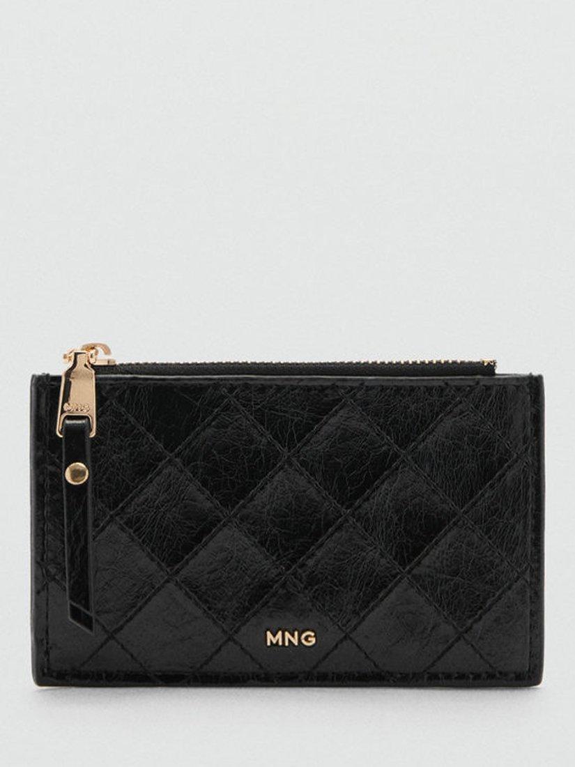 Mango Diana Diamond Stitch Card Holder, Black