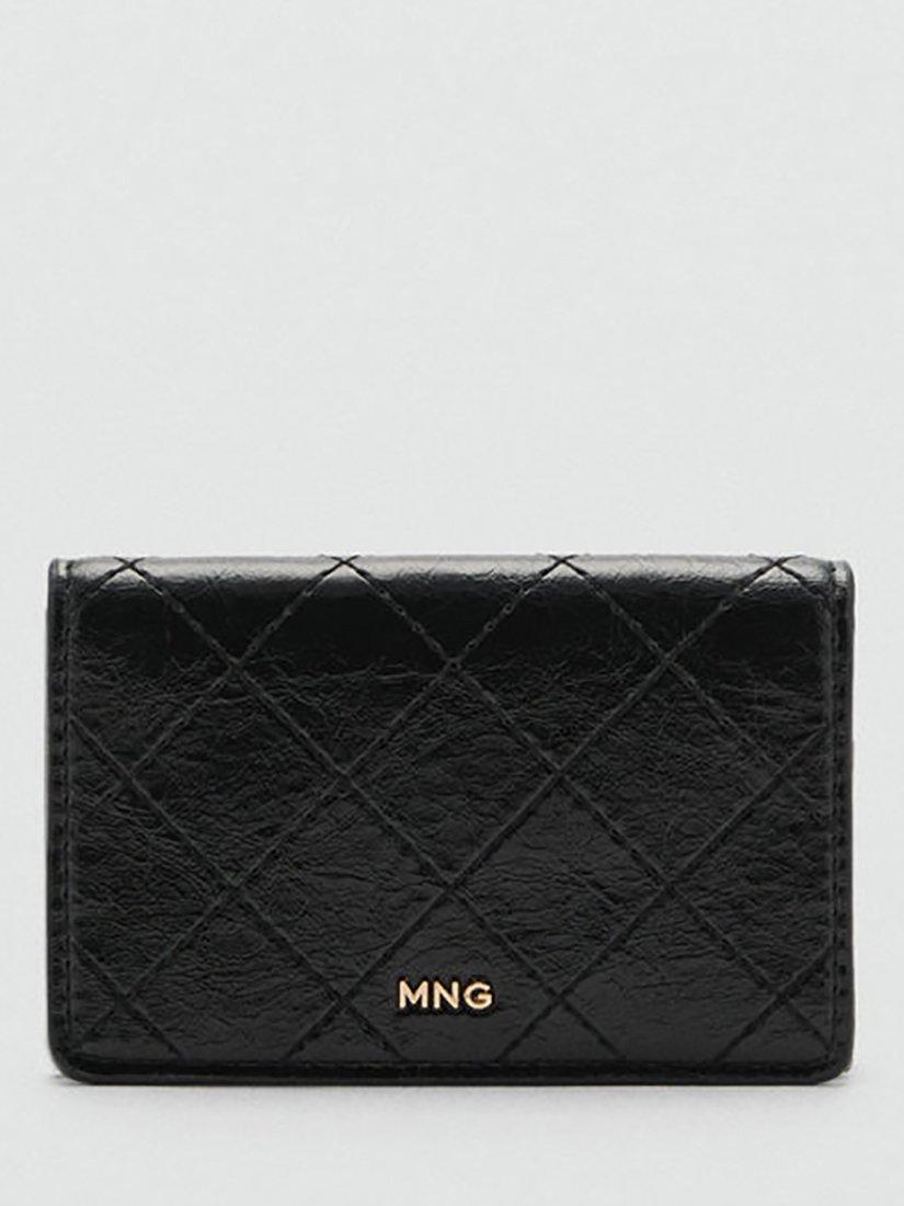 Mango Diana Diamond Quilt Stitch Flapover Purse, Black