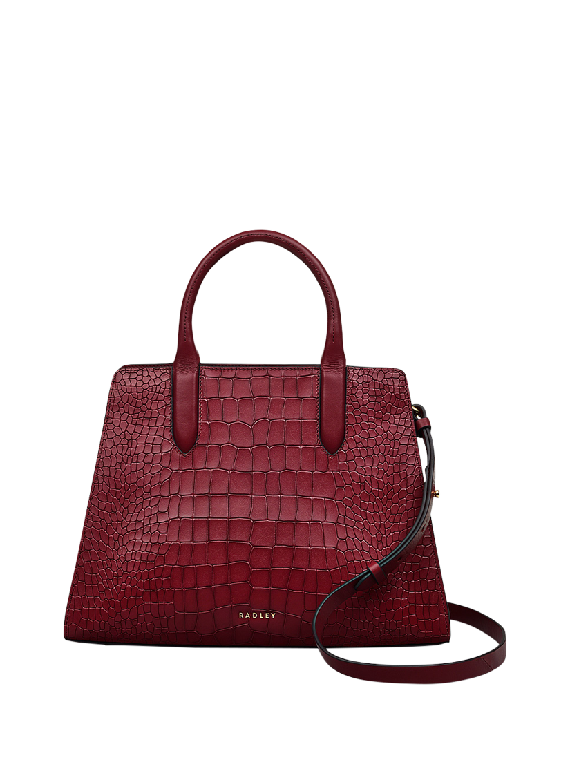 Radley Glasshouse Leather Croc Effect Grab Bag, Cranberry