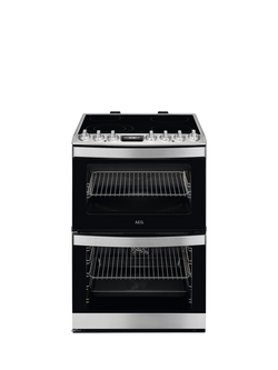 AEG CCB6741ACM Freestanding Ceramic Hob Electric Cooker, Stainless Steel, Stainless Steel